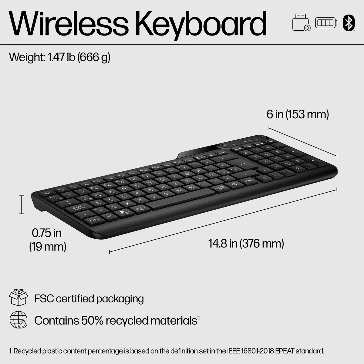 HP 475 Dual-Mode Wireless Keyboard Photo 8