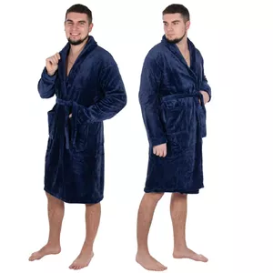 Men's Bathrobe Springos HA7380, Hooded Cotton Blend Bathrobe for Home and Spa