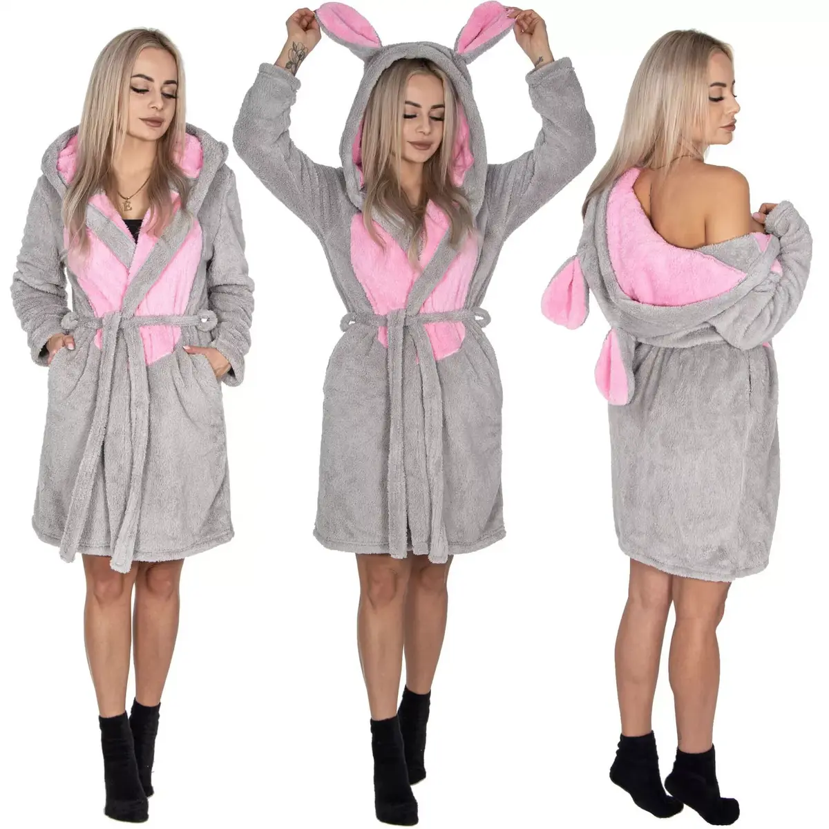 Fleece bathrobe Springos HA7372 L/XL Photo 2