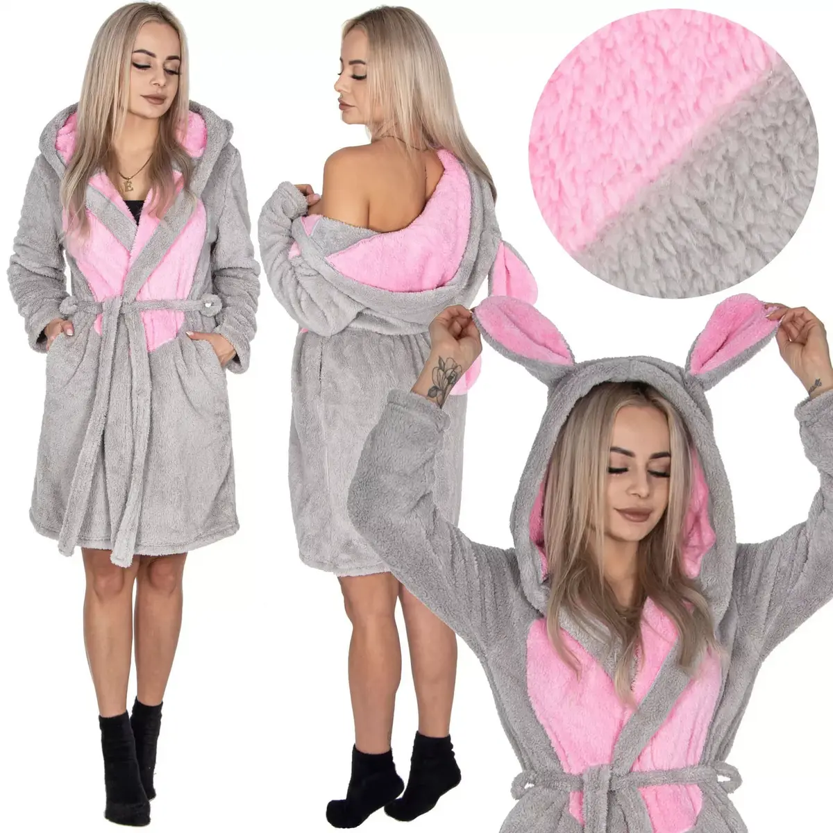 Fleece bathrobe Springos HA7372 L/XL Photo 9