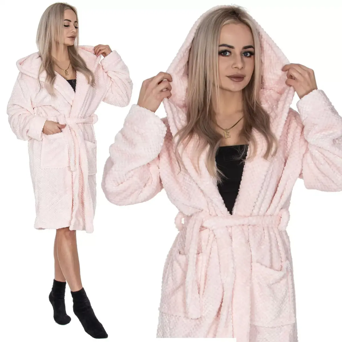 Springos HA7365 Women's Fleece Bathrobe Photo 6
