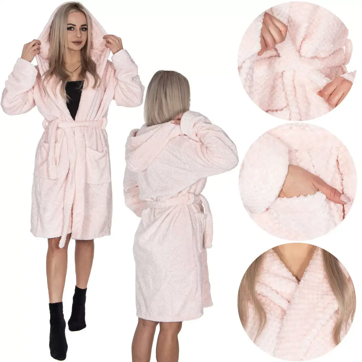 Springos HA7365 Women's Fleece Bathrobe Photo 7