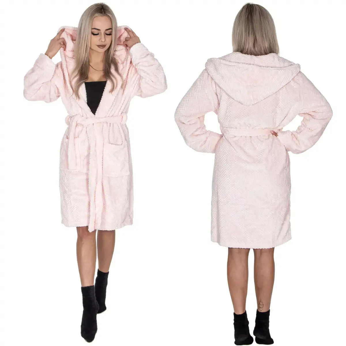 Springos HA7365 Women's Fleece Bathrobe Photo 10