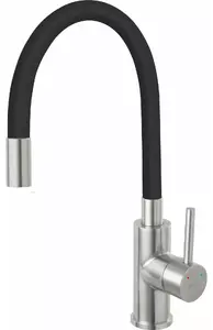 Кухонный смеситель FERRO Zumbia Inox напольный черный BZA4BSS — однорычажный, нержавеющая отделка