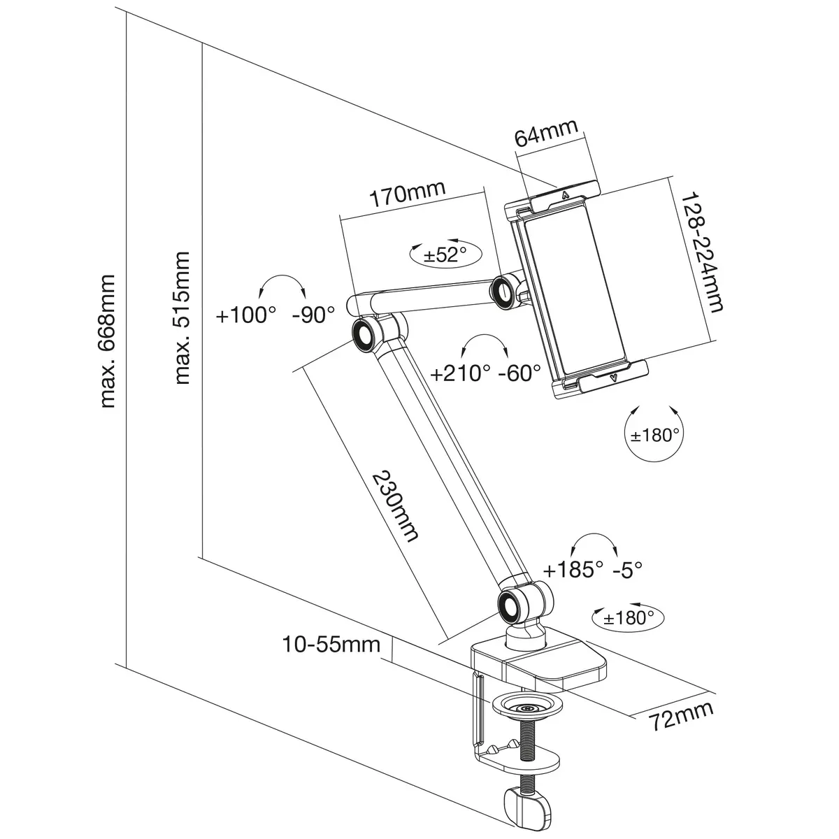 InLine Tablet Holder with Table Clamp up to 12.9" Photo 2