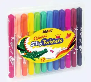 Krāsu vērpjamie zīmuļi Amos Silky Twisters 12 krāsas (MPN 191260)