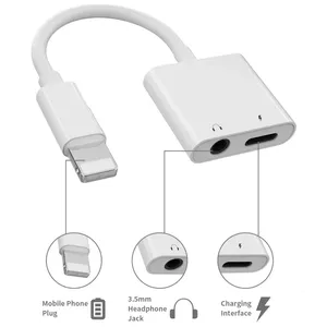 iLike AX7 Dual Lightning Audio Adapter to 3.5mm Headset Plug + Lightning Charger Plug White (OEM)