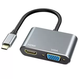 iLike HD4 2in1 Video Adapter - Converter from USB-C to Hdmi 4K 30Hz / VGA monitor Silver (OEM)