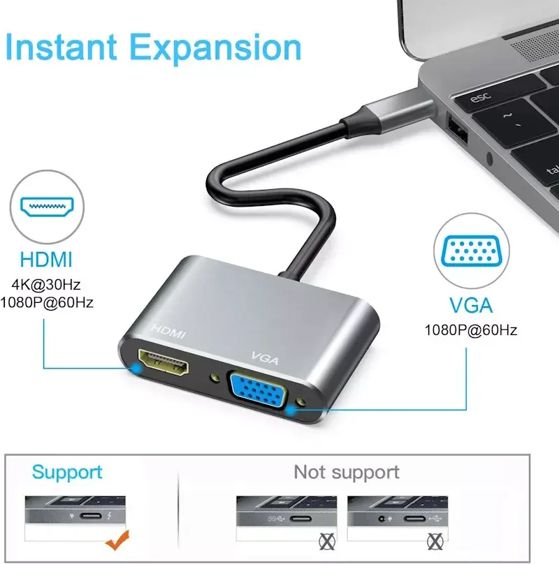 Video adapter iLike HD4 USB-C to HDMI 4K 30Hz VGA Photo 6