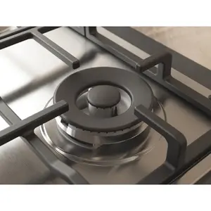 Whirlpool TGML 661 IX R Built-in Gas Hob with Stainless Steel Surface, 58 cm Width, 4 Cooking Zones, and Rotary Controls