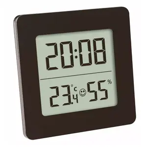 Indoor electronic hygrometer TFA 30.5038 — square display, battery-powered AA, 94×94×37 mm