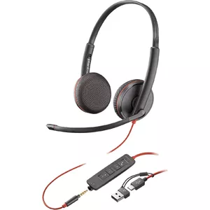 POLY Blackwire 3225 Stereo USB-C Headset +3.5mm Plug +USB-C/A Adapter (Bulk)