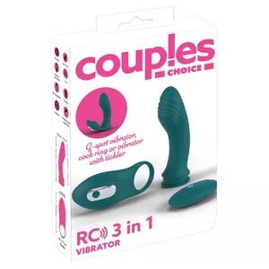 Couples Choice RC 3in1 silicone vibrator — G-spot vibrator + vibrating cock ring, rechargeable, 12.7 cm, purple