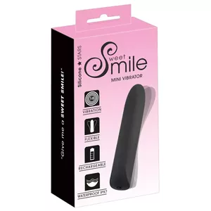 Mini vibrator Sweet Smile Silicone Black — rechargeable, waterproof, 12 cm length, Ø 2.5 cm