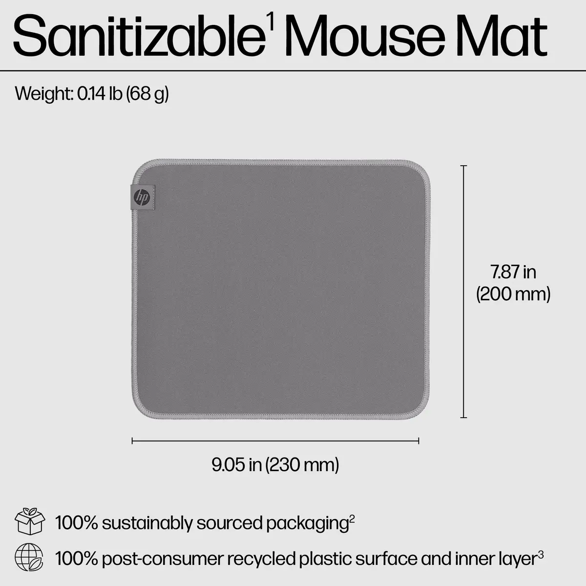 HP 100 Sanitizable Mouse Pad Grey Photo 3