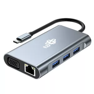 TB 8-in-1 USB-C Hub Adapter AKTBXVA8W1UHVRJ — USB-C to 2×HDMI, USB, VGA, RJ45, PD