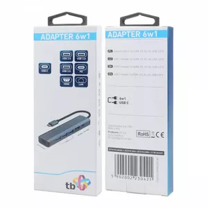 TB USB C Adapter HUB 6in1 HDMI USB×3 PD RJ-45 AKTBXVA6W1U3HRJ