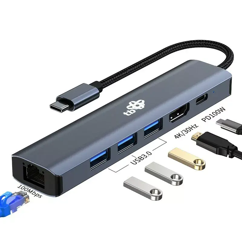 TB USB C адаптер HUB 6 в 1 AKTBXVA6W1U3HRJ Photo 2
