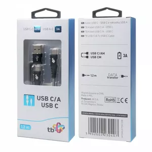USB A to C cable TB AKTBXKUCTOA120B 1.2 m, black