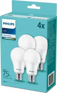 LED lamp Philips E27 75W 4000K, pack of 4