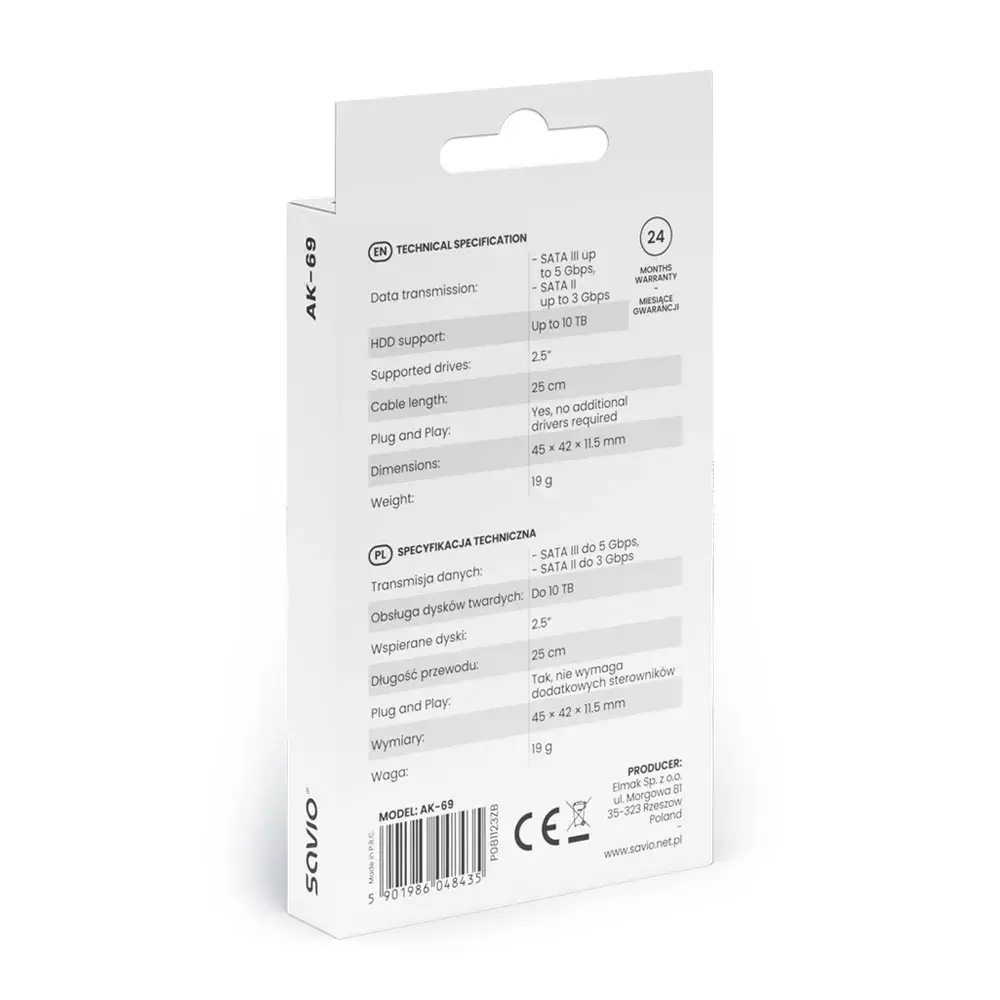 SAVIO SATA to USB-C cable AK-69 Photo 5