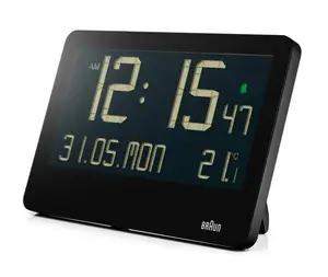 Braun BC14 Кварцевые Настенные Часы Прямоугольные Черные Батарейка ЖК-дисплей