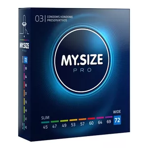 Prezervatīvi My.Size Pro 72 mm — 3 gab., Vytex latekss, lubrikēti, garums 223 mm, biezums 0.05 mm