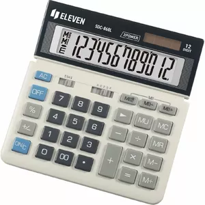 Desktop calculator Eleven SDC-868L, 12-digit display, white/black, battery & solar, CR2032