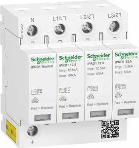 Ограничитель перенапряжения Schneider Electric iPRD1 12.5R-T12-3N 3+1-полюсный T1+T2 B+C 12,5 кА со контактом