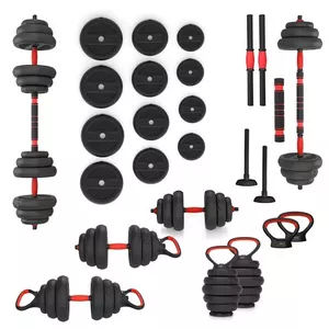 6‑1 svaru komplekts HMS SGN120 — 20 kg regulējama štanga, hanteles un kettlebela komplekts