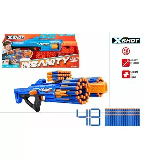 ZURU X-Shot Insanity Berzerko - Blaster Rotatif Puissant Avec 8 Fléchettes