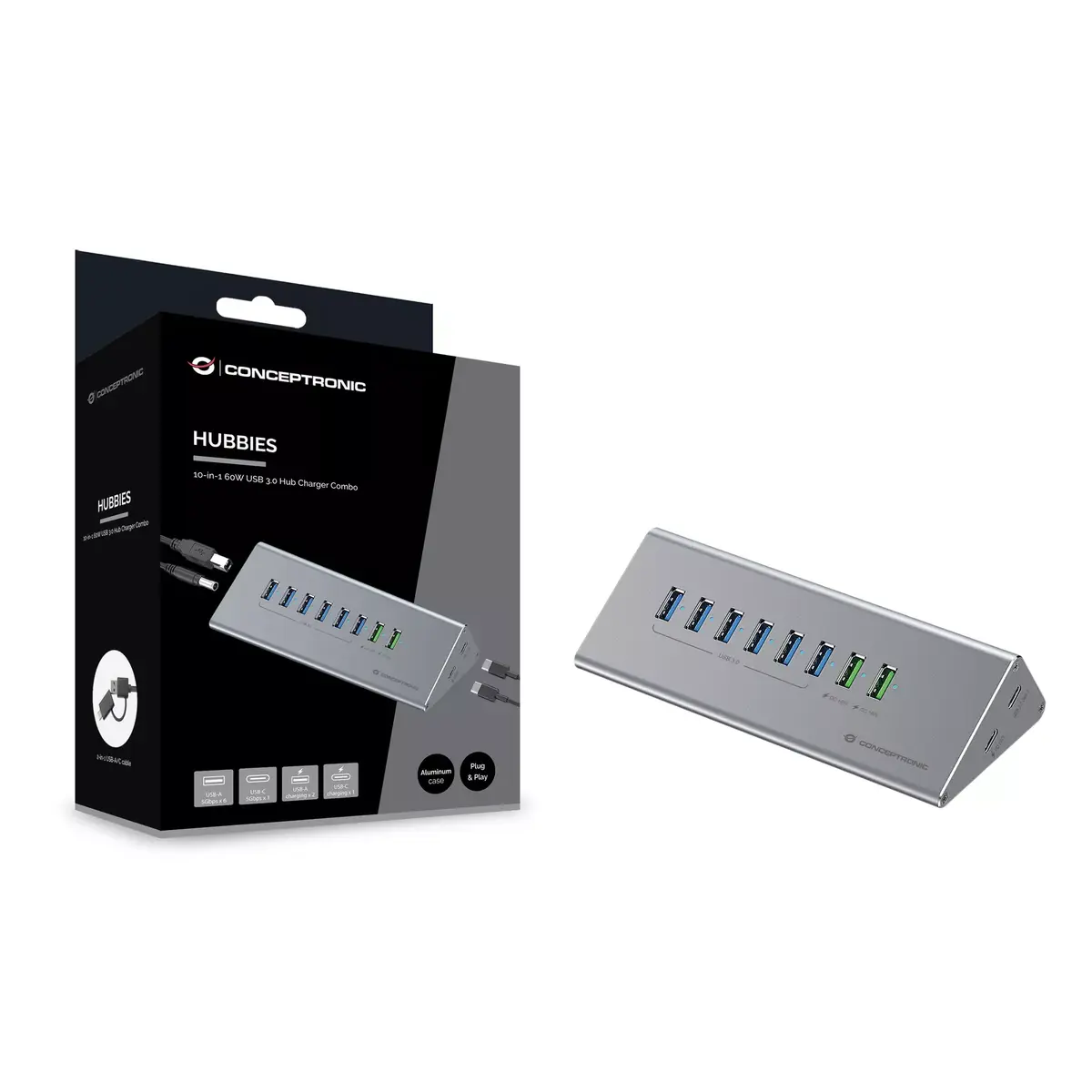 USB centrmezgls lādētājs Conceptronic HUBBIES18G Photo 3