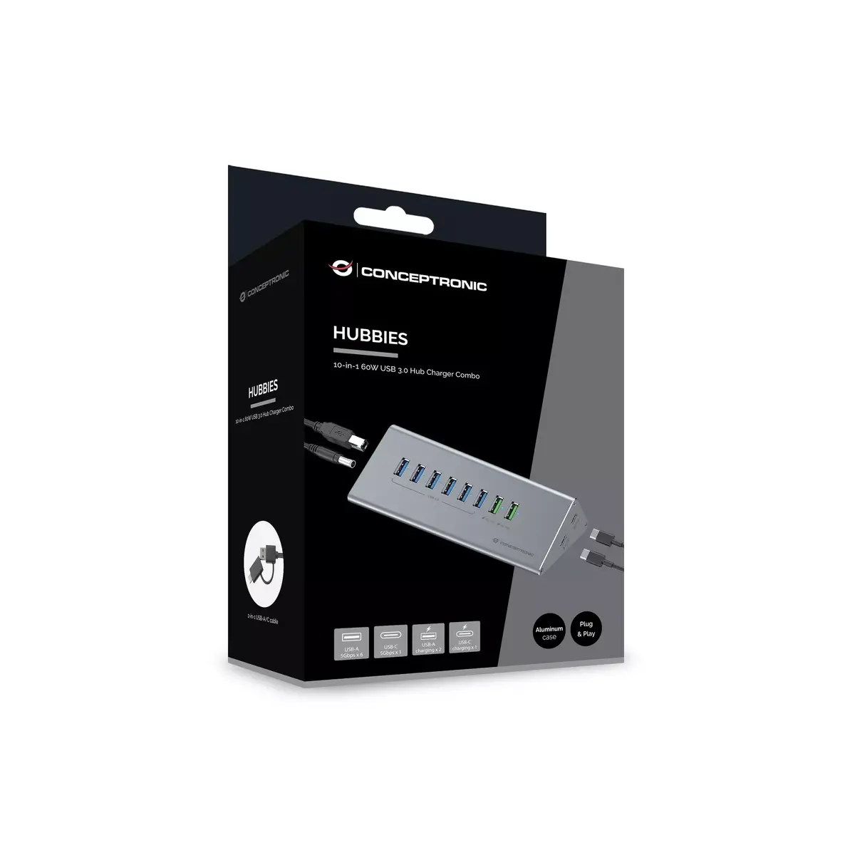 USB centrmezgls lādētājs Conceptronic HUBBIES18G Photo 4