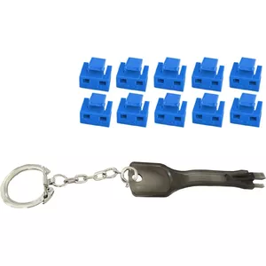 Блокировщик RJ45 ShiverPeaks BS08-01034 — 1 ключ, 10 синих заглушек