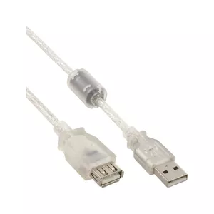 USB 2.0 pagarināšanas kabelis Type A M/F InLine 34605Q 5m Caurspīdīgs