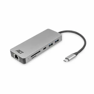 Docking Station ACT AC7092 USB-C 4K HDMI Ethernet USB-A Card Reader