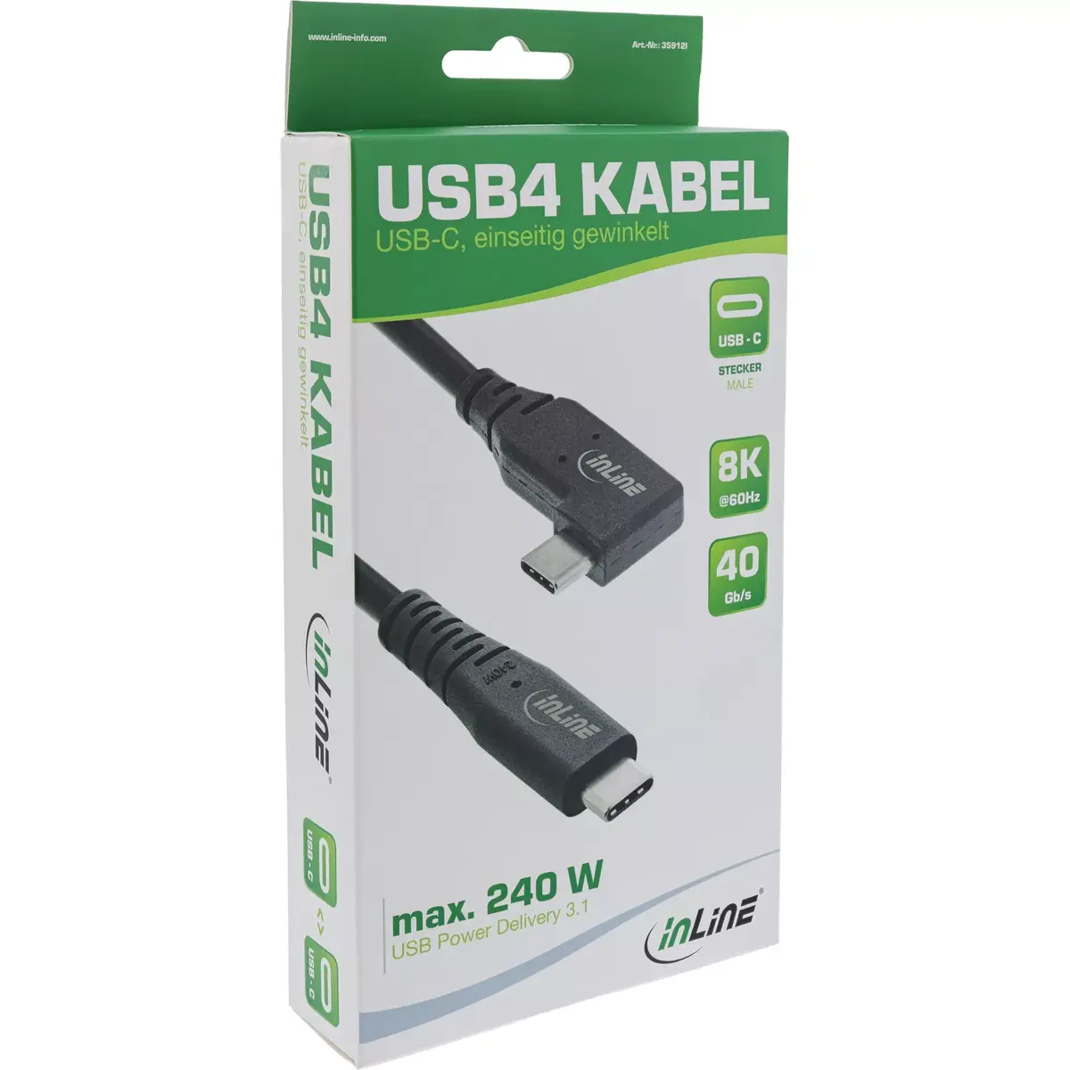 InLine USB4 cable USB-C single angled PD 240W Photo 3
