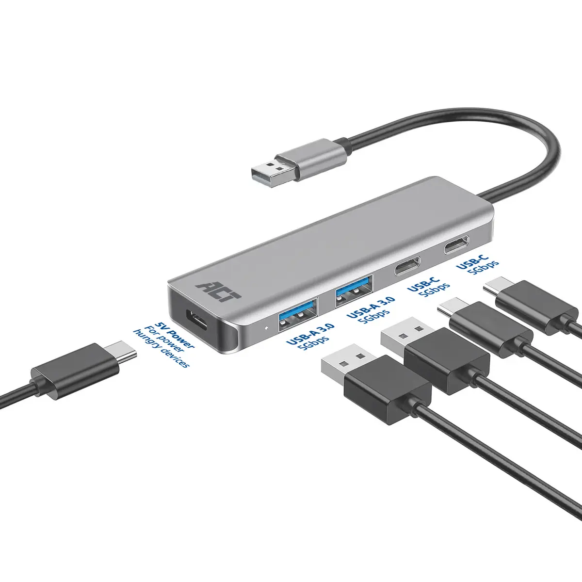 ACT AC6125 USB 3.2 Gen 1 centrmezgls - Pelēks alumīnijs Photo 3