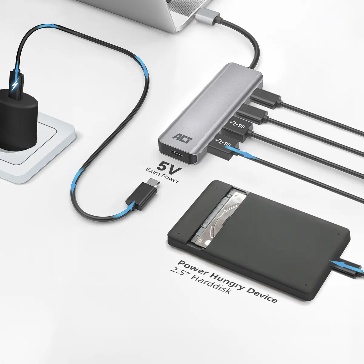 ACT AC6125 USB 3.2 Gen 1 centrmezgls - Pelēks alumīnijs Photo 5