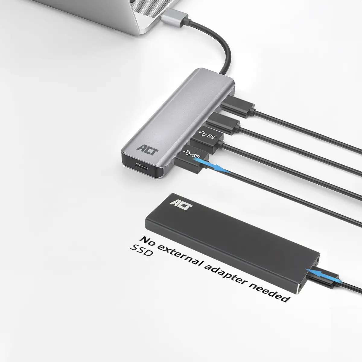 ACT AC6125 USB 3.2 Gen 1 centrmezgls - Pelēks alumīnijs Photo 6