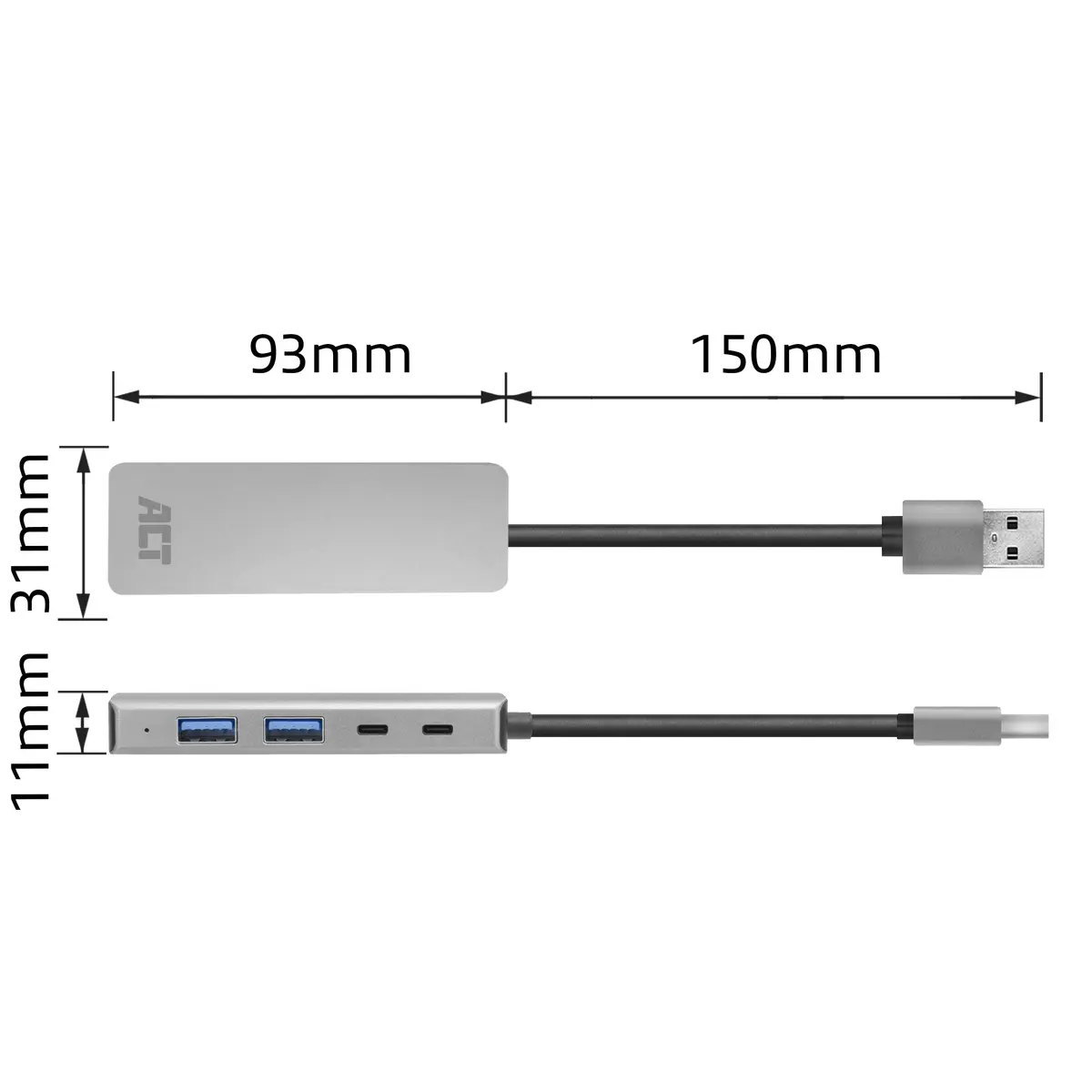 ACT AC6125 USB 3.2 Gen 1 centrmezgls - Pelēks alumīnijs Photo 8