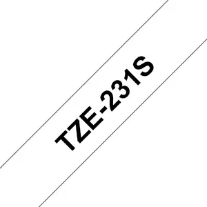 Brother TZE-231S2 Label-Making Tape Black on White TZe Acrylic Adhesive 1.2 cm Width 4 m Length
