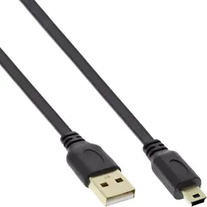 USB 2.0 Flat Cable InLine 31830F 3m Type A male Mini-B male 5pin black/gold