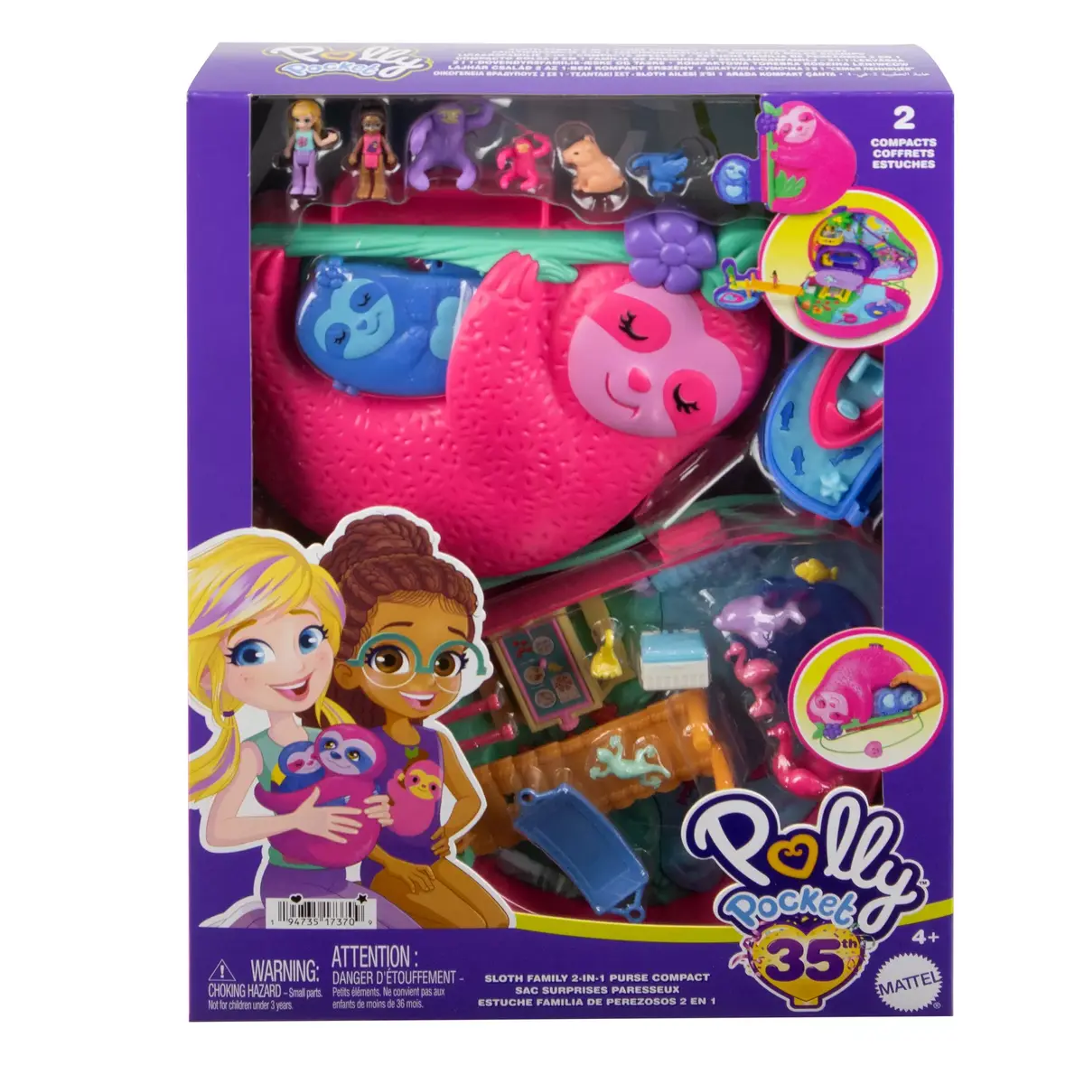 Action Adventure Toy Mattel Polly Pocket Sloth Family Photo 6