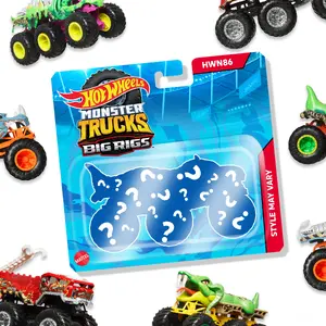 Hot Wheels Monster Trucks Big Rigs 1:64 Scale Die-Cast Toy Truck with 6 Wheels Assorted Colors