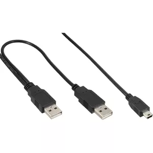 InLine USB Mini-Y Cable 2x Type A male / Mini-B male 5pin 1m