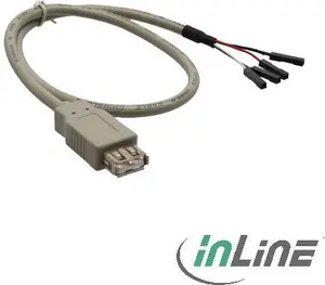 InLine USB 2.0 Adaptera Kabelis USB Type A sieviete / plates savienotājs Bēšs 0.4 m