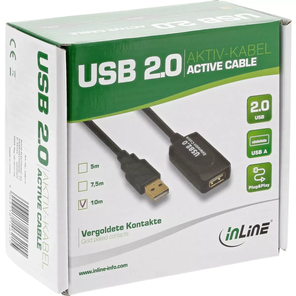 USB 2.0 aktīvais signāla atkārtotāja kabelis InLine 34613I Photo 2