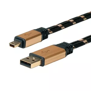 ROLINE 11.02.8822 USB kabelis 1,8 m USB 2.0 USB A Mini-USB B Melns, Zelts