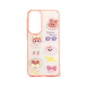 Чехол iLike для Samsung Galaxy A55 — Cartoon Cover, бело-розовый